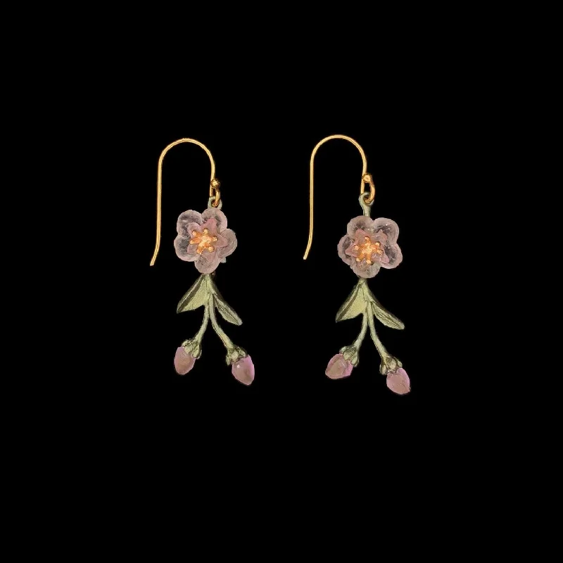 vintage solitaire diamond rings -luxury gold earrings for women -Peach Blossom Earrings - Dainty Flower Drop Wire