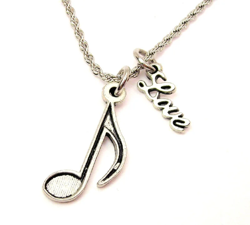 wedding necklaces for women -Quaver Music Note 20" Chain Necklace With Cursive Love Accent