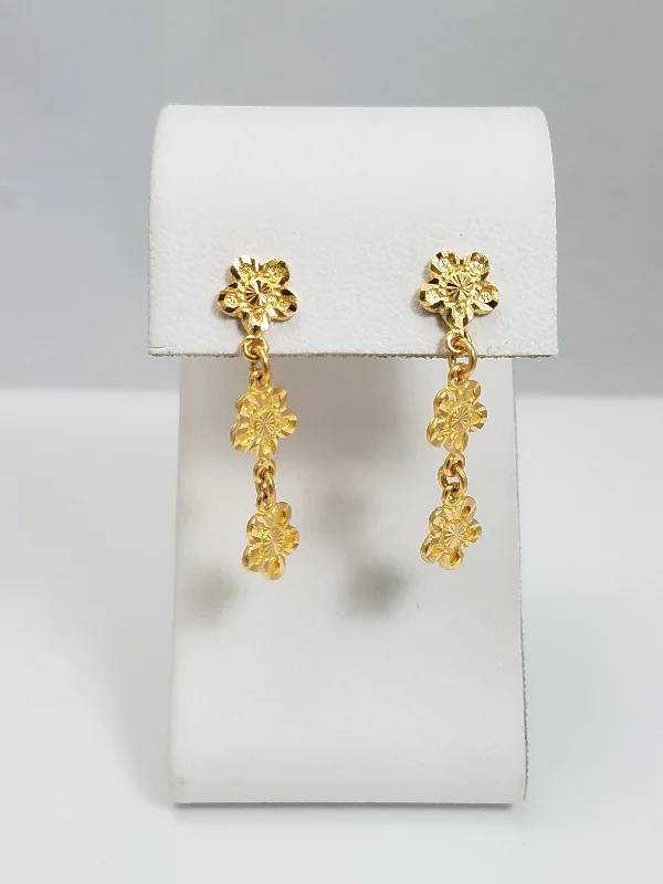 luxury rings for women -trendy earrings for women -Radiant 22k Yellow Gold Flower Dangle Earrings