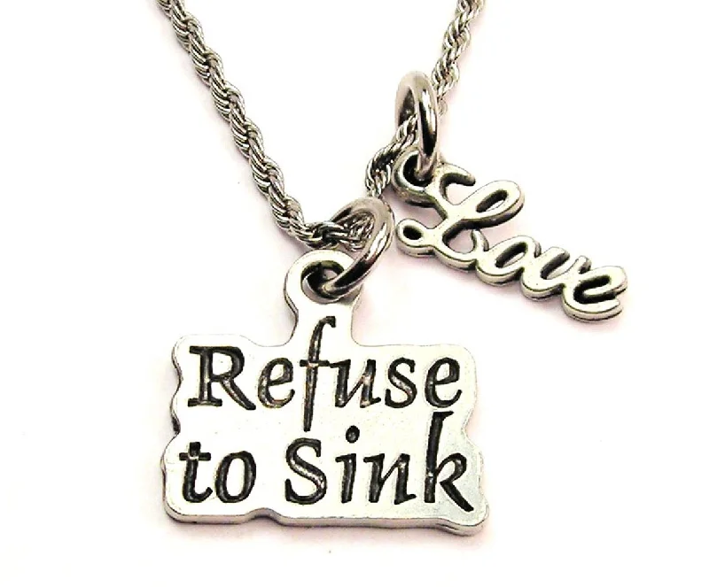 gemstone necklaces for women -Refuse To Sink 20" Chain Necklace With Cursive Love Accent