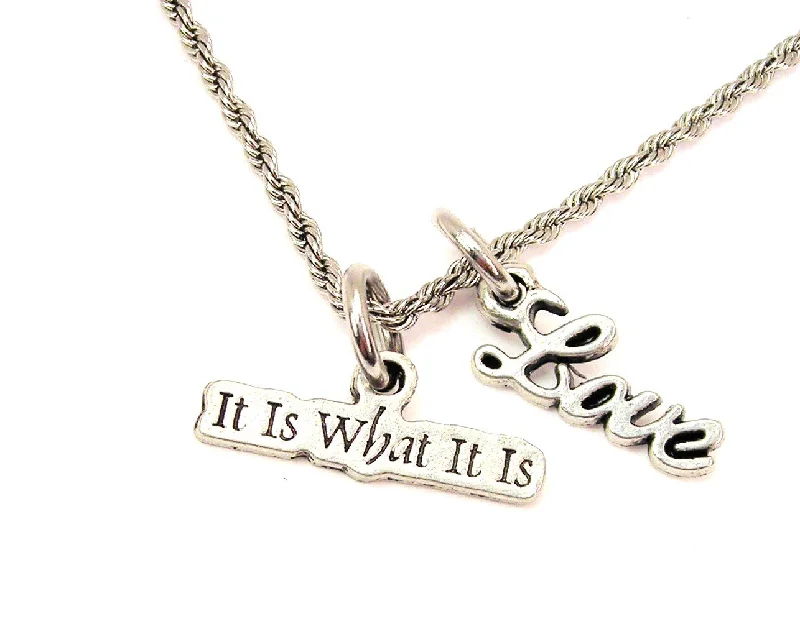 gold pendant necklaces for women -It Is What It Is 20" Chain Necklace With Cursive Love Accent