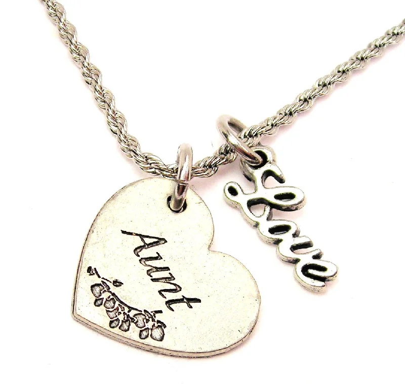 butterfly necklaces for women -Aunt Heart 20" Chain Necklace With Cursive Love Accent