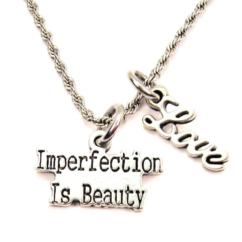 wedding necklaces for women -Imperfection Is Beauty 20" Chain Necklace With Cursive Love Accent