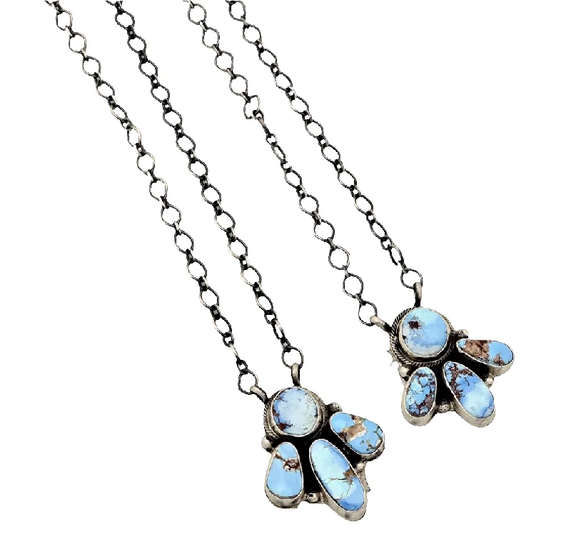 unique necklaces for women -Stamped Sterling Silver Golden Hills Turquoise 4 Stone Necklaces