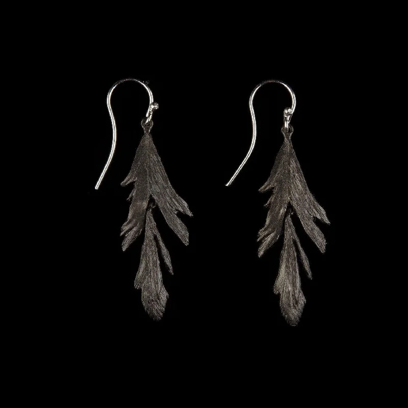 custom rings for women -gemstone earrings for women -Feather Earring - Dangle Wire Gunmetal