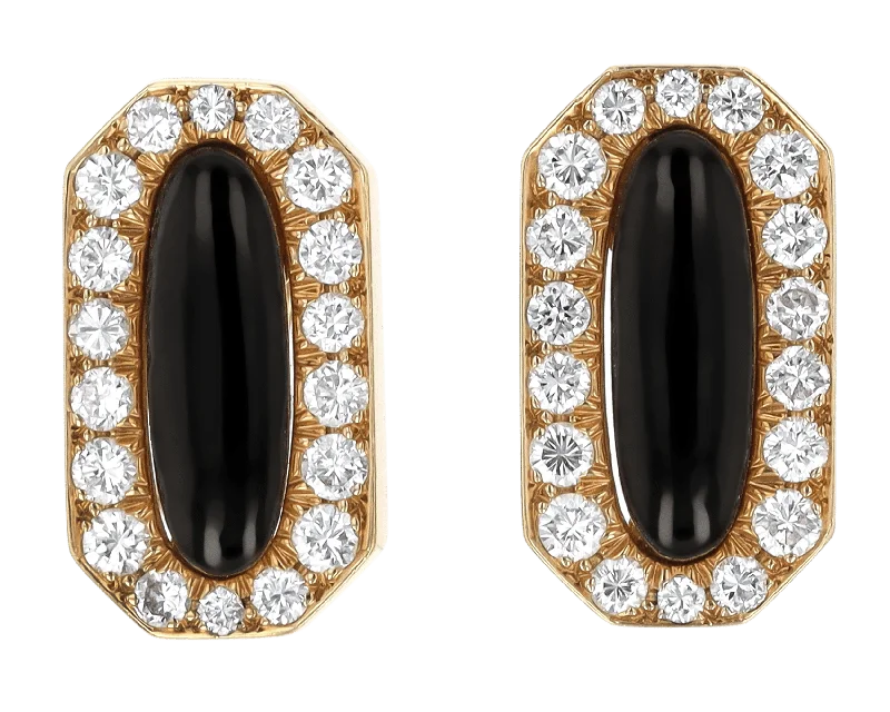 infinity rings for women -chic earrings for women -David Webb Black Enamel and Diamond Earrings