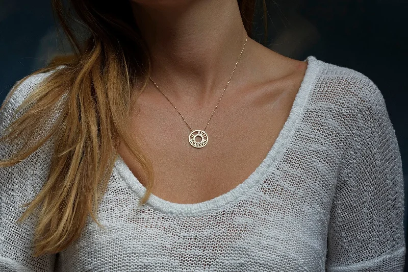 dainty gold necklaces for women -Gold Circle Necklace, Roman Numerals Necklace