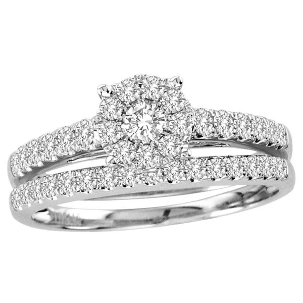 De Couer 10k Gold 1ct TDW Diamond Cushion Bridal Ring Set