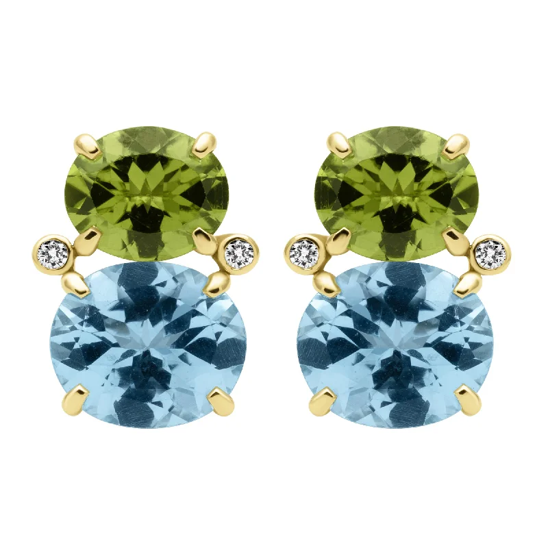 luxury rings for women -trendy earrings for women -Earrings - Blue Topaz, Peridot And Diamond