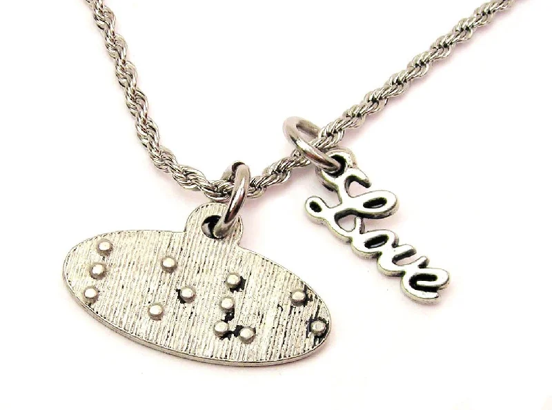 gold pendant necklaces for women -Love In Braille 20" Chain Necklace With Cursive Love Accent