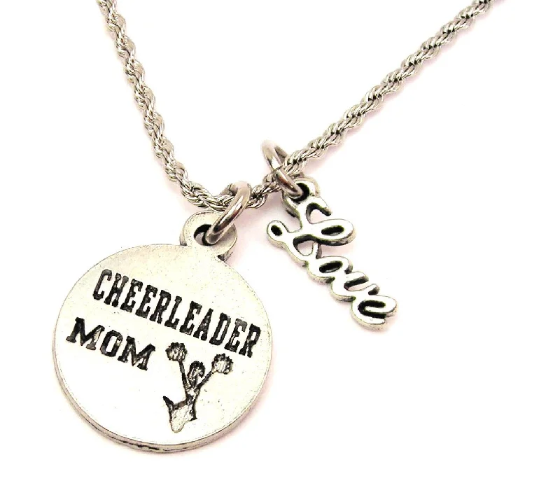 turquoise necklaces for women -Cheerleader Mom 20" Chain Necklace With Cursive Love Accent