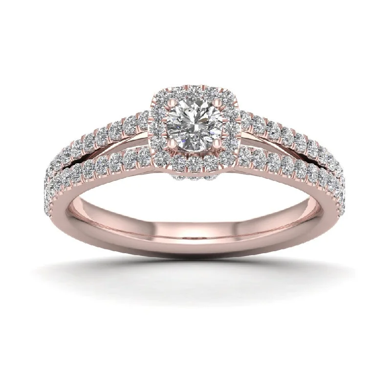 De Couer IGI Certified 3/4ct TDW Diamond Split Shank Ring - Pink