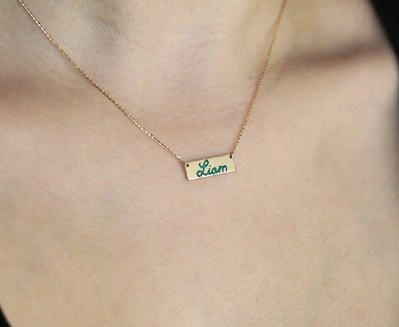 delicate necklaces for women -Personalized Bar Necklace, Name Bar Necklace