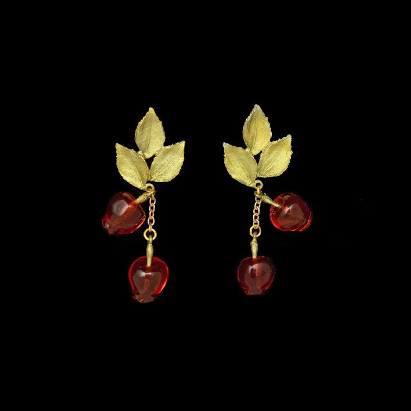 mixed metal rings for women -heart-shaped earrings for women -Delicious Apple Earrings - Drop Post