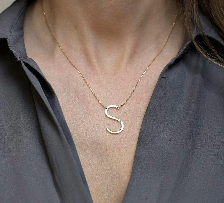 moonstone necklaces for women -Initial Necklace With Large Custom Letter