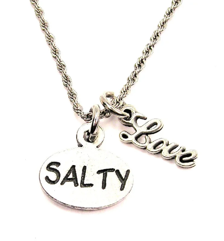 personalized necklaces for women -Salty 20" Chain Necklace With Cursive Love Accent