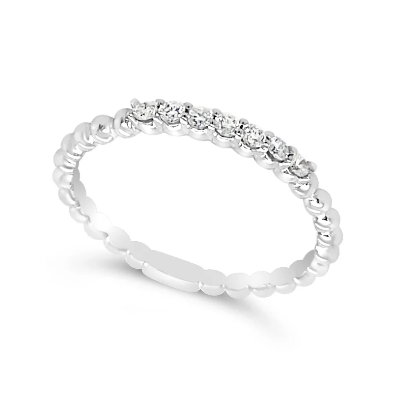 Bead Design and Diamond Accented Stackable Ring