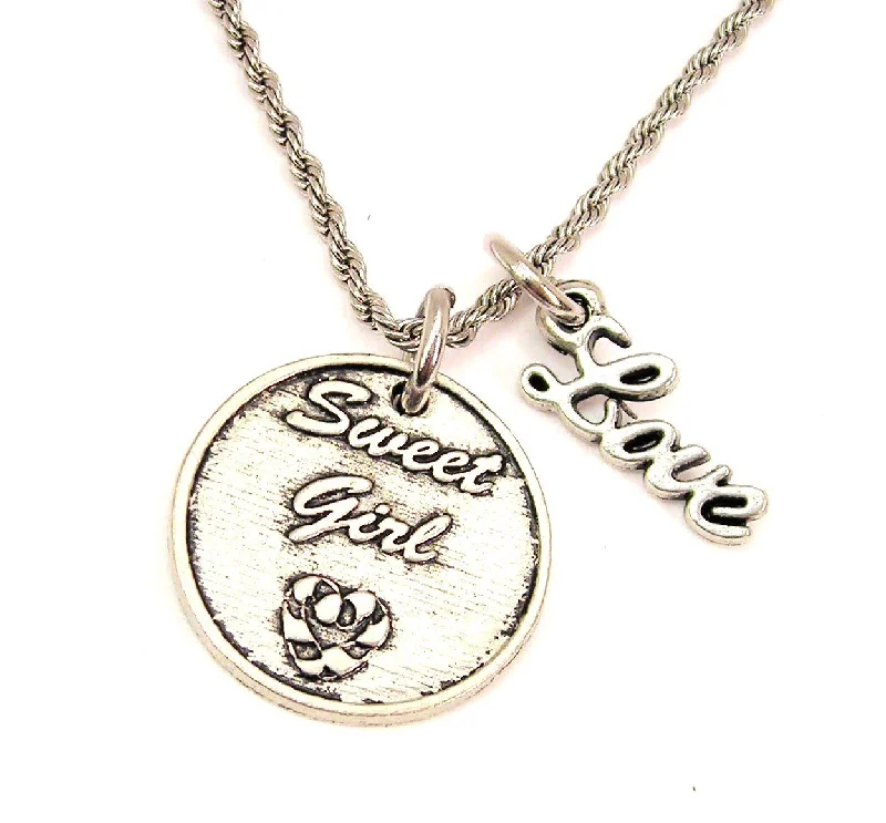 statement necklaces for women -Sweet Girl 20" Chain Necklace With Cursive Love Accent