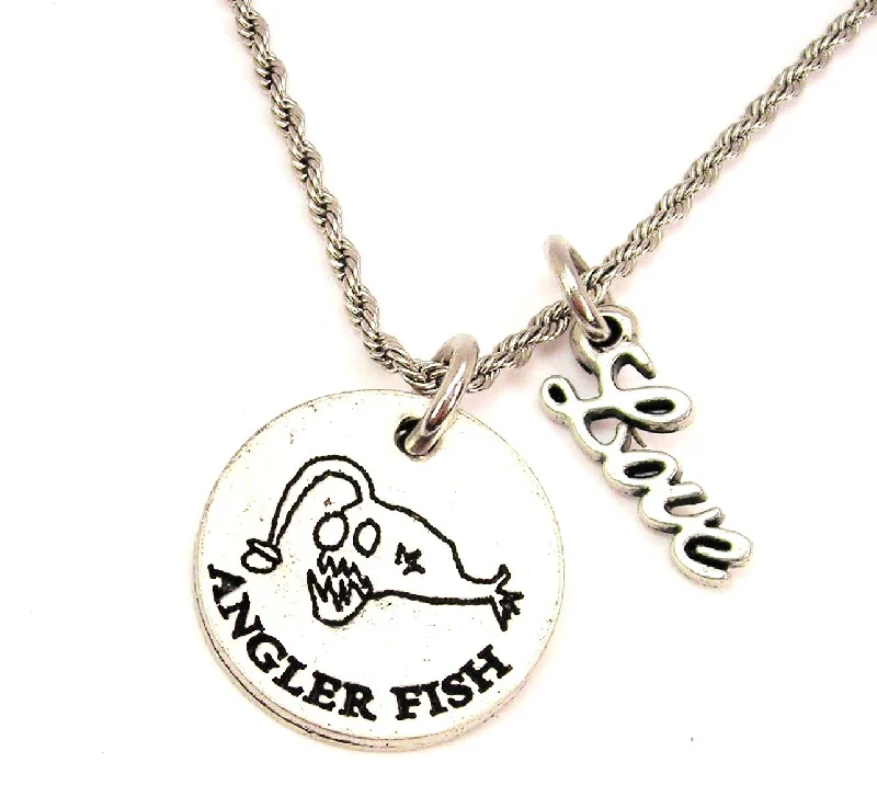 elegant chain necklaces for women -Angler Fish 20" Chain Necklace With Cursive Love Accent