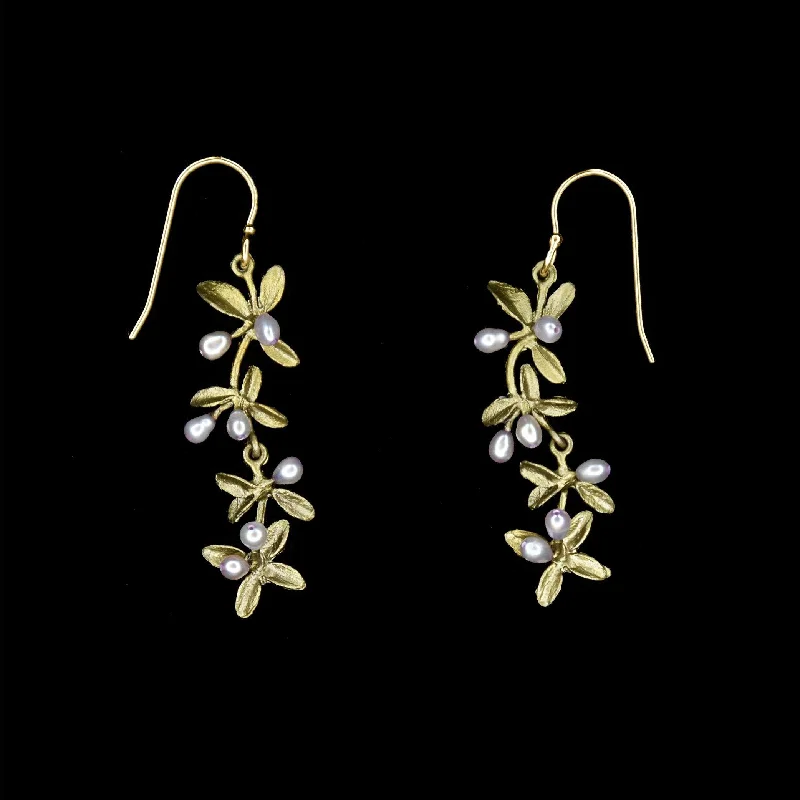 heart-shaped rings for women -gold earrings for women -Flowering Thyme Earrings - Long Wire