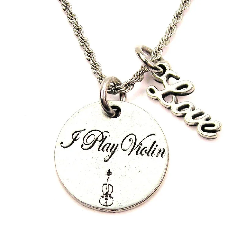 thick chain necklaces for women -I Play Violin 20" Chain Necklace With Cursive Love Accent