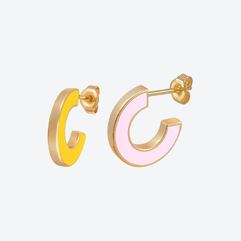 adjustable rings for women -cubic zirconia earrings for women -Pink Yellow Future Reversible Enamel Earrings