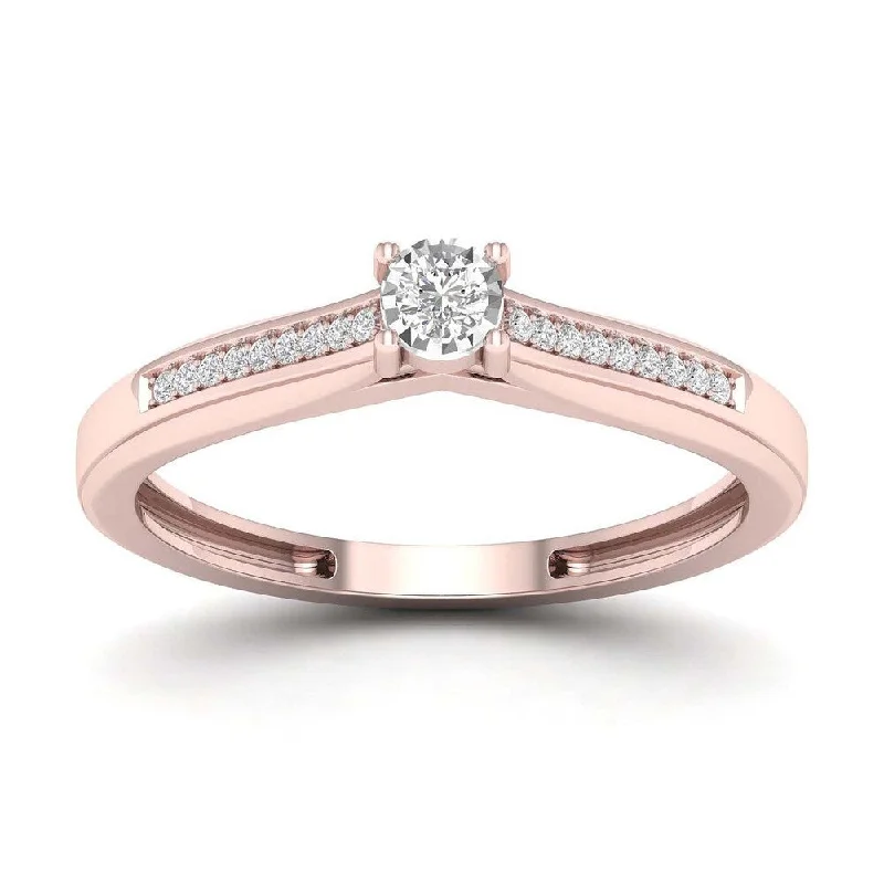 De Couer 1/10ct TDW Diamond Classic Ring (H-I, I2) - Pink