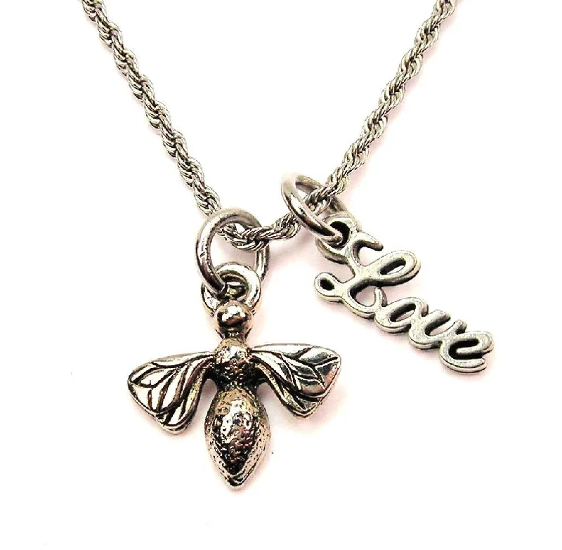 classic necklaces for women -Garden Bee 20" Chain Necklace With Cursive Love Accent