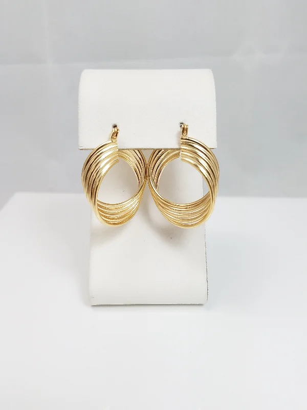 luxury wedding rings -vintage drop earrings -Twisted Hollow Hoop Earrings in 14k Yellow Gold