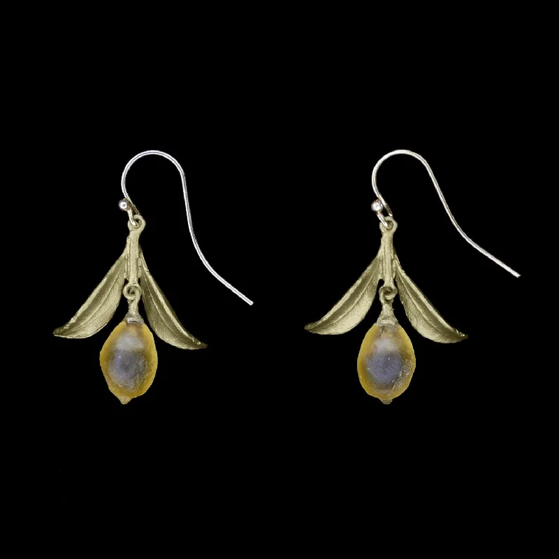 birthstone rings for women -romantic earrings for women -Lemon Drop Earrings - Dangle Leaf Wire