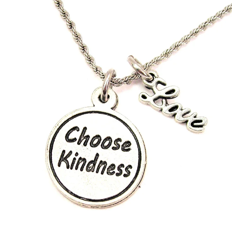 moonstone necklaces for women -Choose Kindness 20" Chain Necklace With Cursive Love Accent