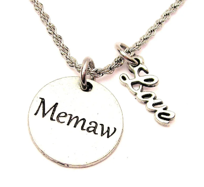 trendy pendant necklaces for women -Memaw 20" Chain Necklace With Cursive Love Accent