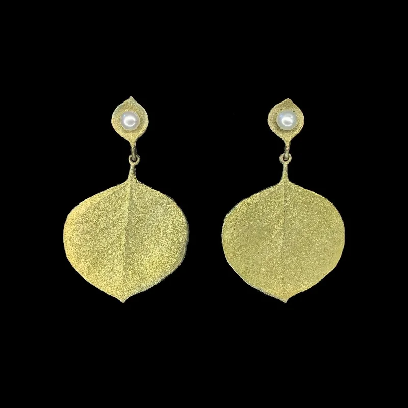 modern wedding rings for women -adjustable earrings for women -Round Leaf Eucalyptus Earrings - Post