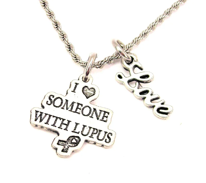 adjustable gold necklaces for women -I Love Someone With Lupus 20" Chain Necklace With Cursive Love Accent