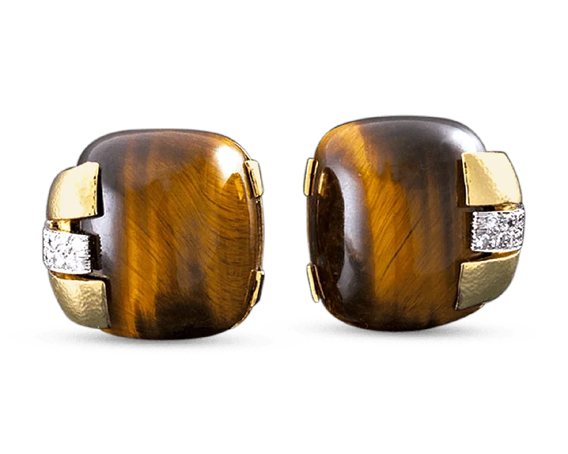 thick gold rings for women -personalized earrings for gifts -David Webb Tiger's Eye Earrings