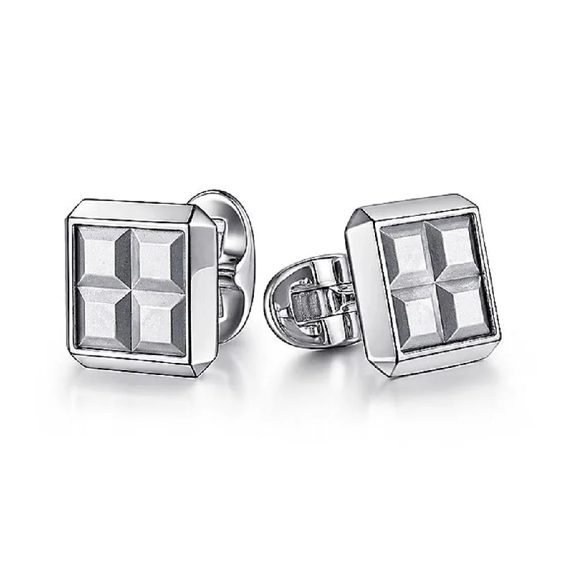 silver-tone bangles for women -Gabriel Silver Square Cufflinks