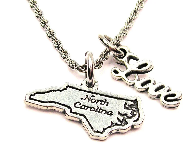 vintage gold necklaces for women -North Carolina 20" Chain Necklace With Cursive Love Accent