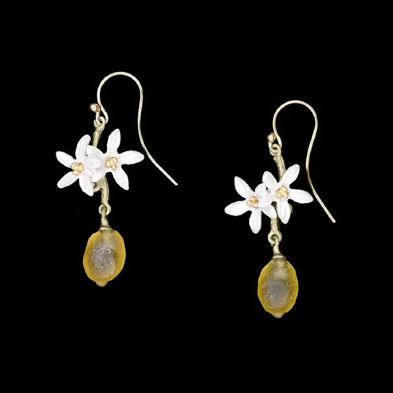 unique rings for women -custom earrings for women -Lemon Drop Earrings - Flower Wire