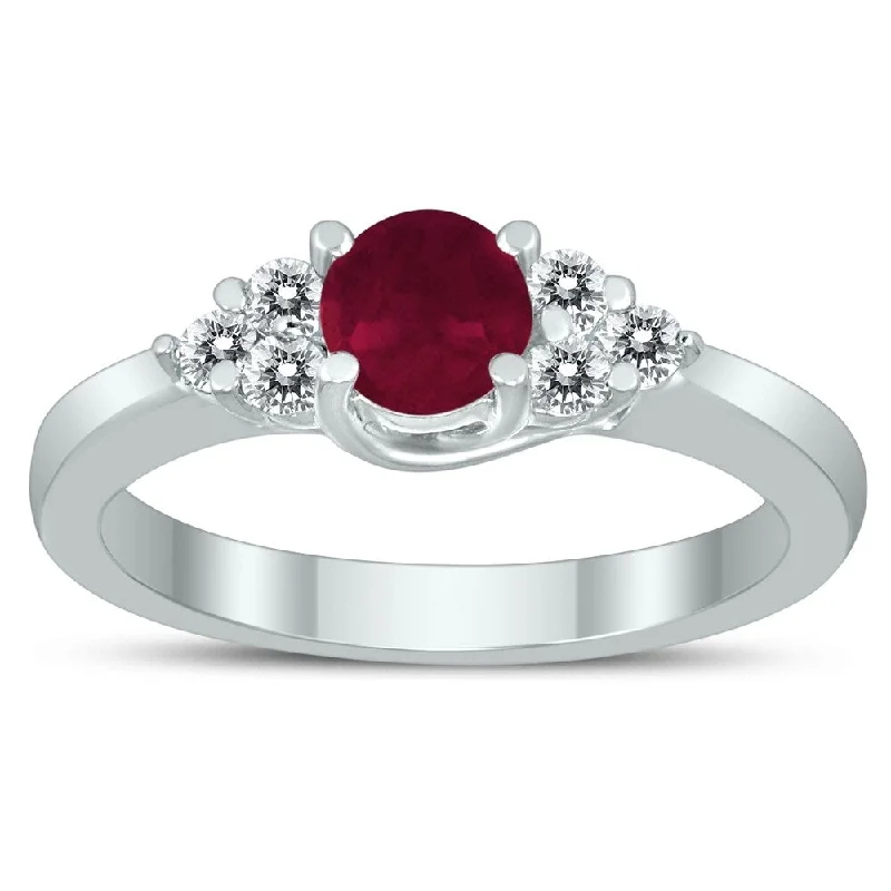 5MM Ruby and Diamond Cynthia Ring in 10K White Gold