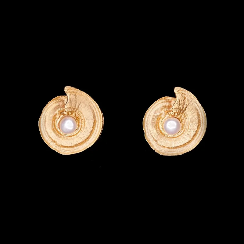 heart-shaped rings for women -gold earrings for women -Fine Nautilus Shell Earrings - Post