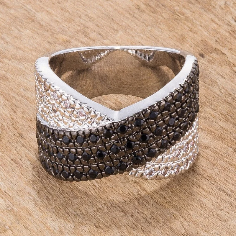 Pave Cross Pattern Cocktail Ring For Women