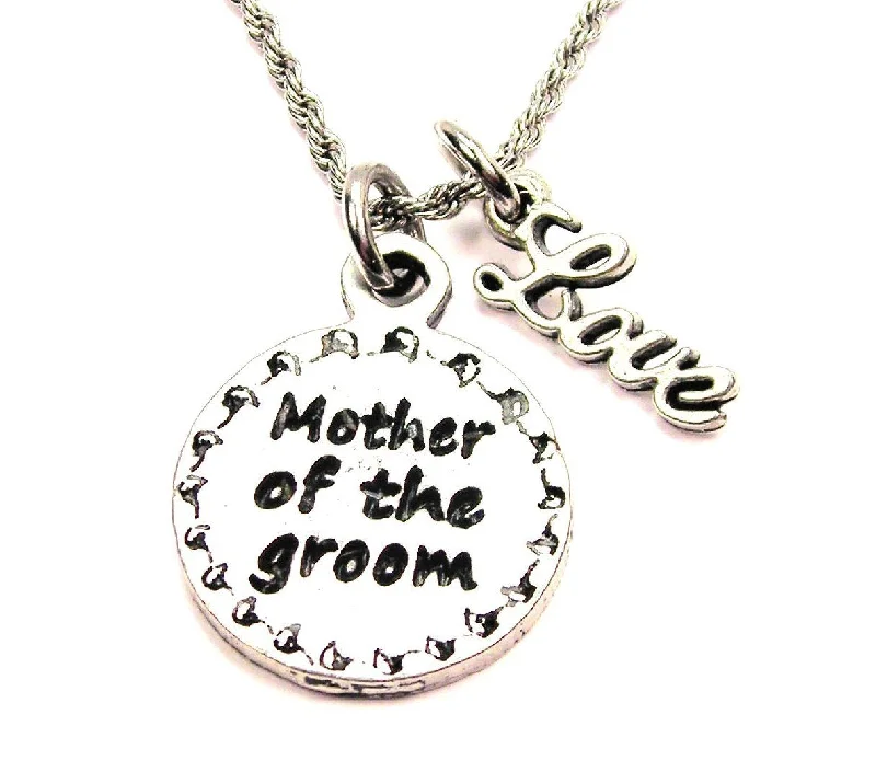 statement necklaces for women -Mother Of The Groom 20" Chain Necklace With Cursive Love Accent