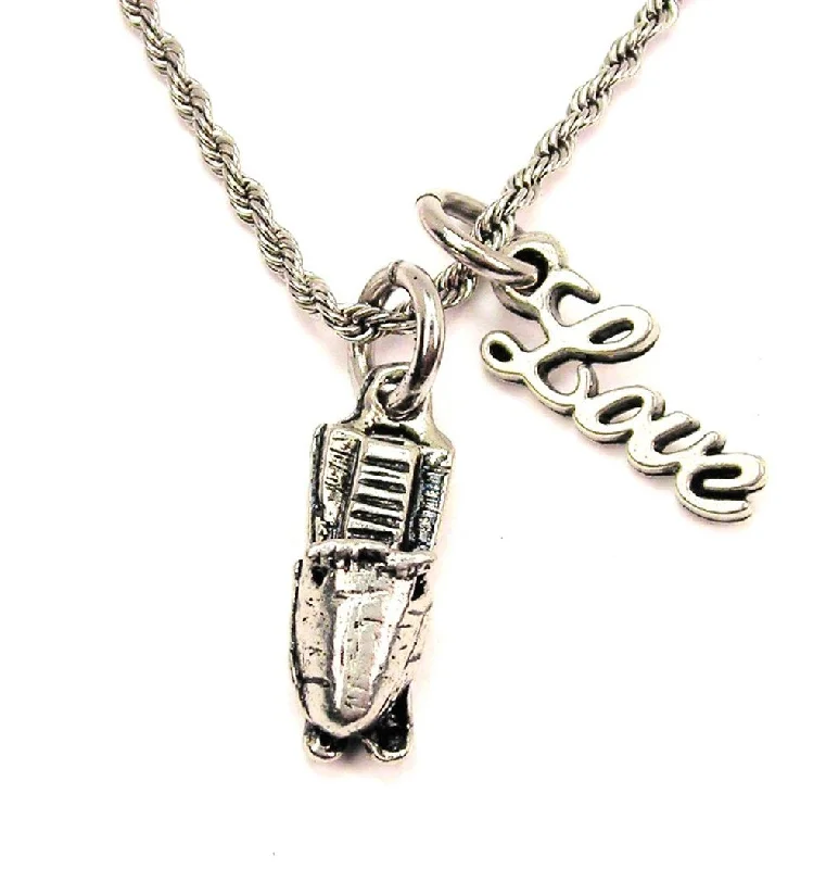 silver bar necklaces for women -Snow Mobile 20" Chain Necklace With Cursive Love Accent