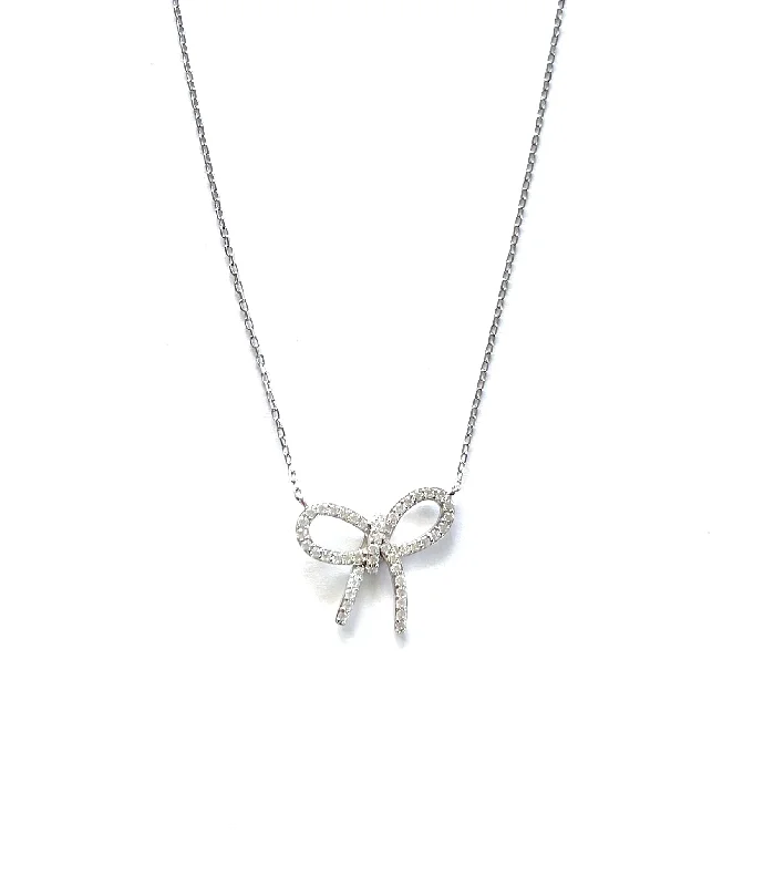 delicate necklaces for women -Cindi CZ Bow Necklace