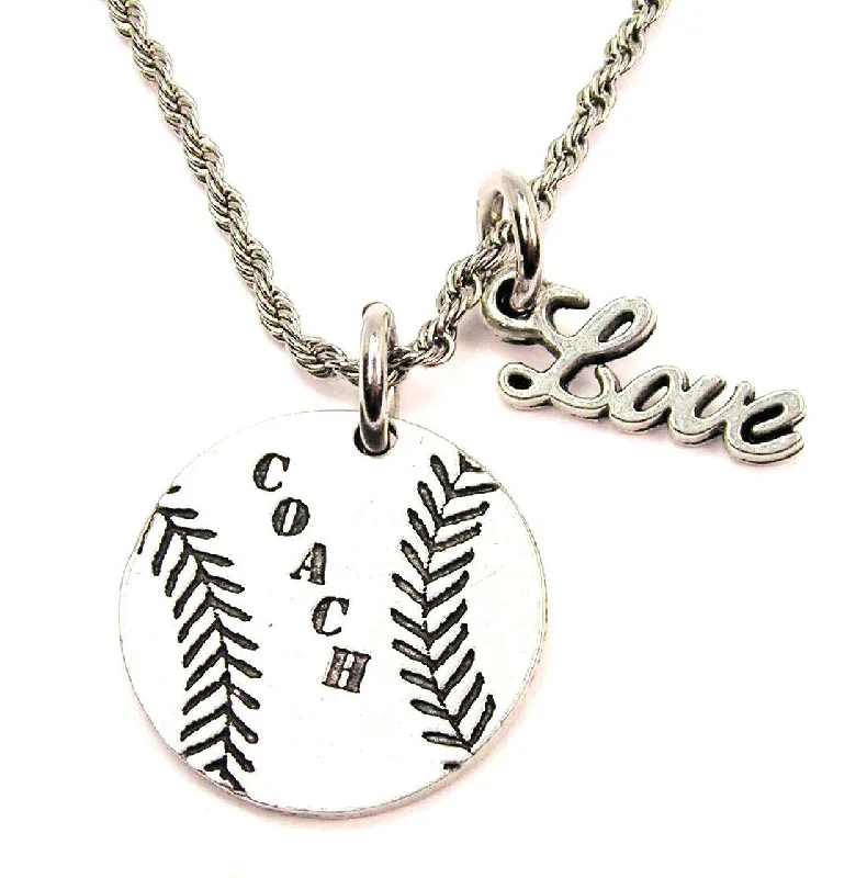 handmade necklaces for women -Coach Baseball Softball 20" Chain Necklace With Cursive Love Accent