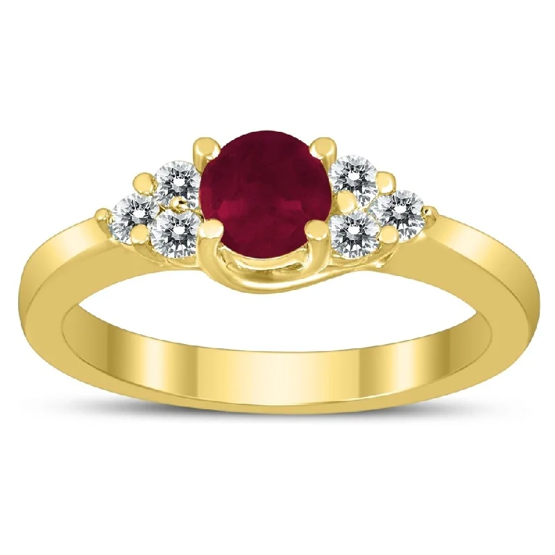 5MM Ruby and Diamond Cynthia Ring in 10K Yellow Gold