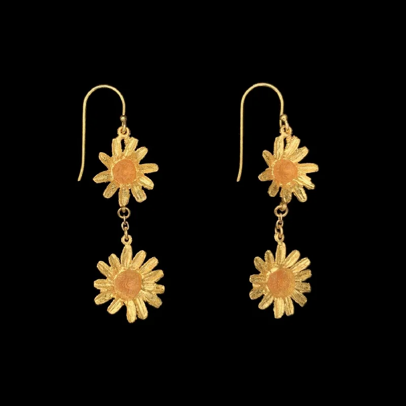 chunky rings for women -unique earrings for women -Yellow Butter Daisy Earrings - 2-Flower Wire