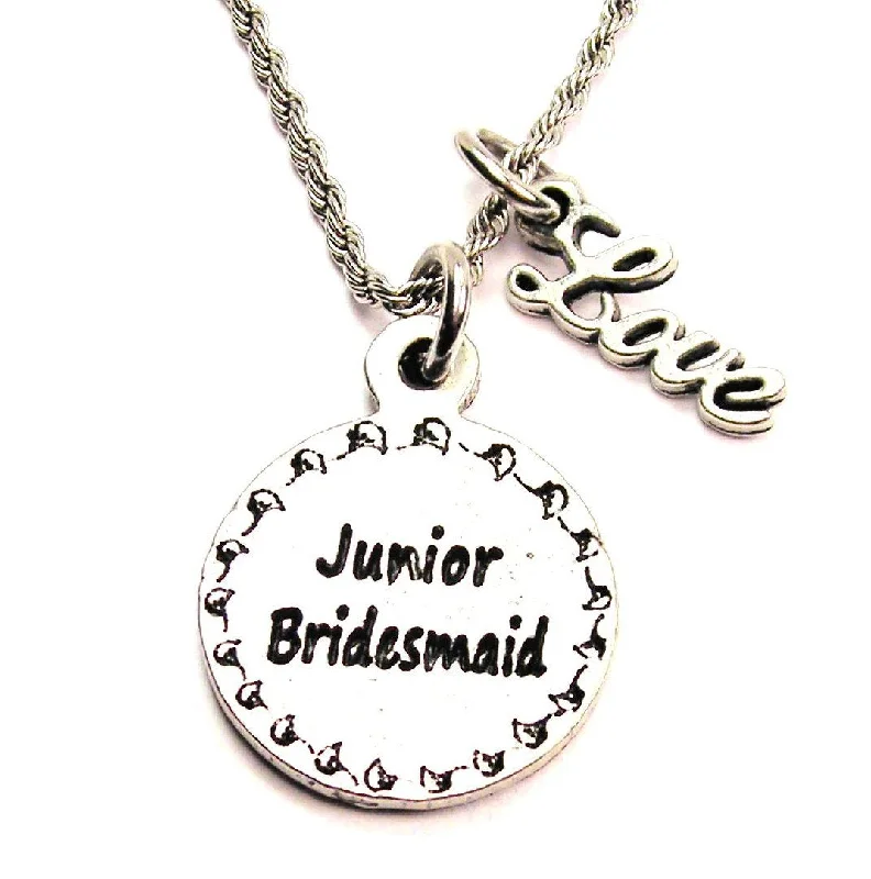 layered necklaces for women -Junior Bridesmaid 20" Chain Necklace With Cursive Love Accent