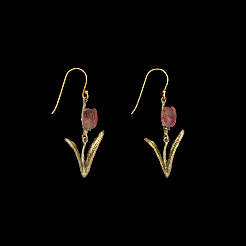 colorful gemstone rings -cute earrings for women -Tulip Earrings - Wire (Pink)