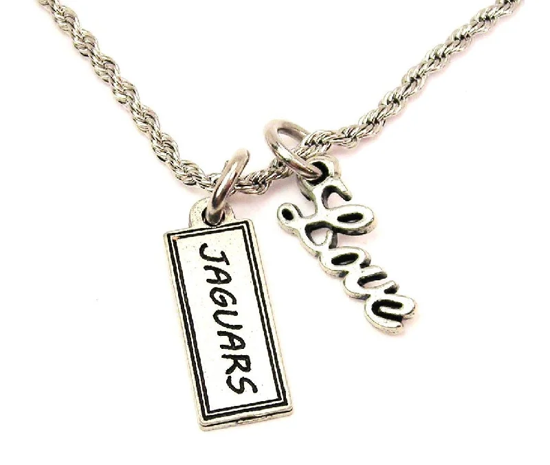 men's style necklaces for women -Jaguars Tab 20" Chain Necklace With Cursive Love Accent